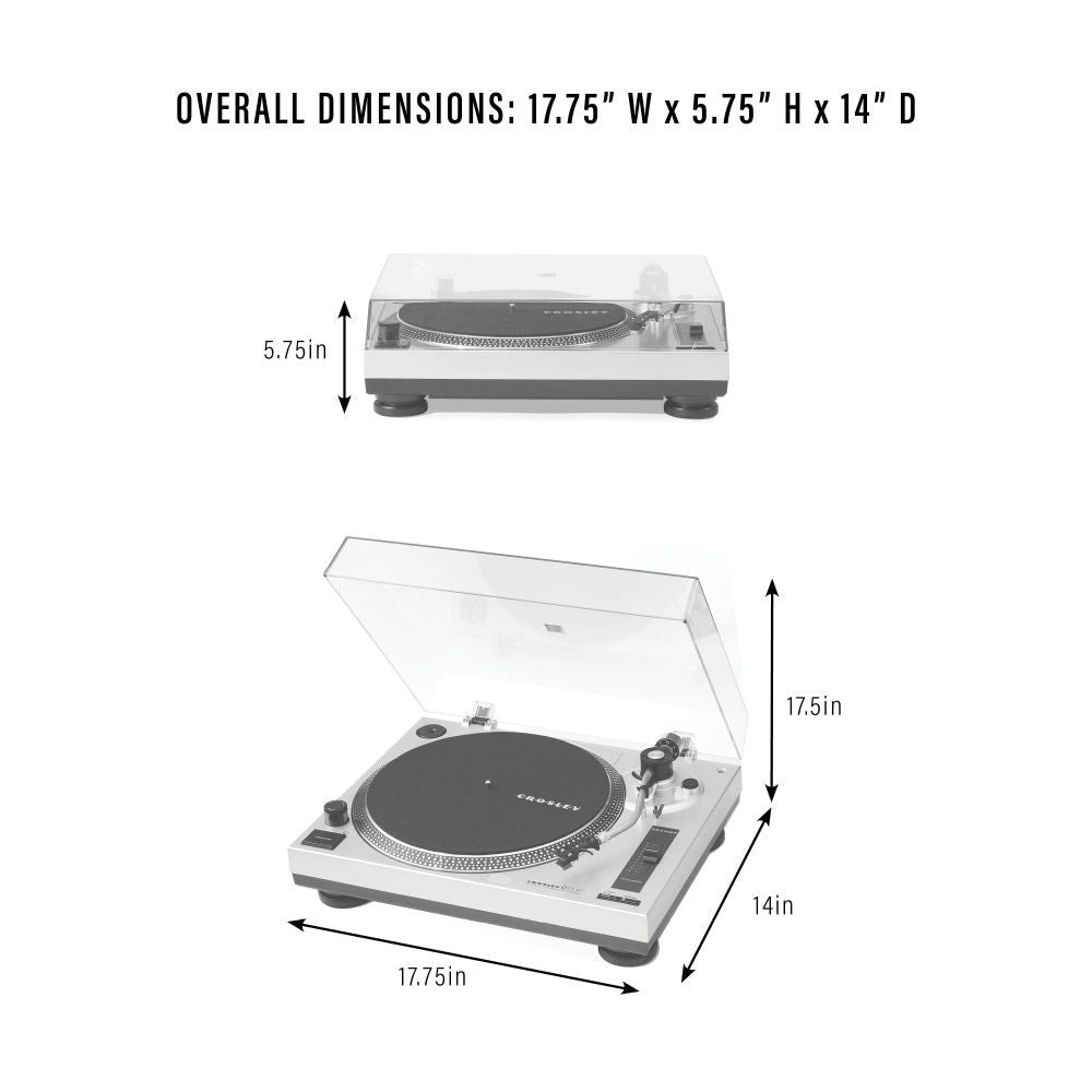 C100bt Record Player dimensions