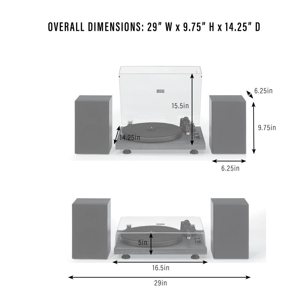 C62 Record Player With Speakers dimensions
