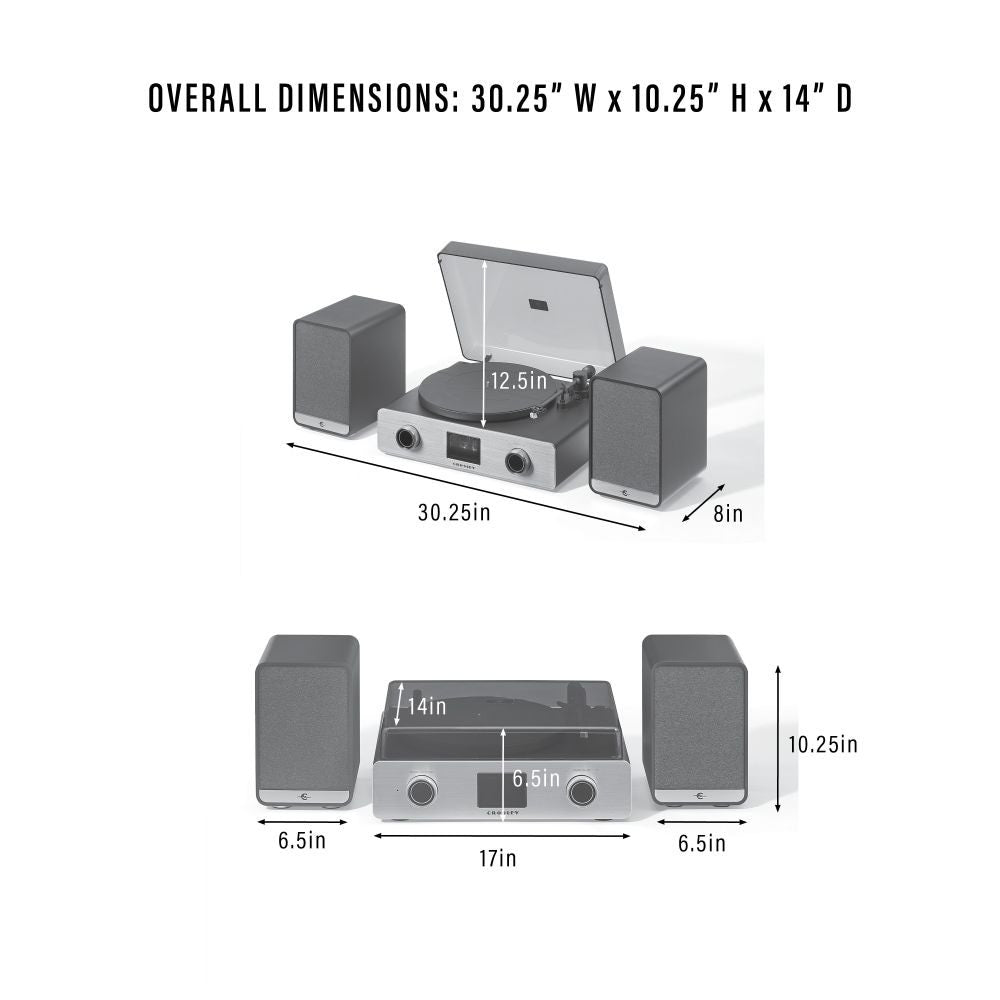 C92 RECORD PLAYER WITH SPEAKERS dimensions
