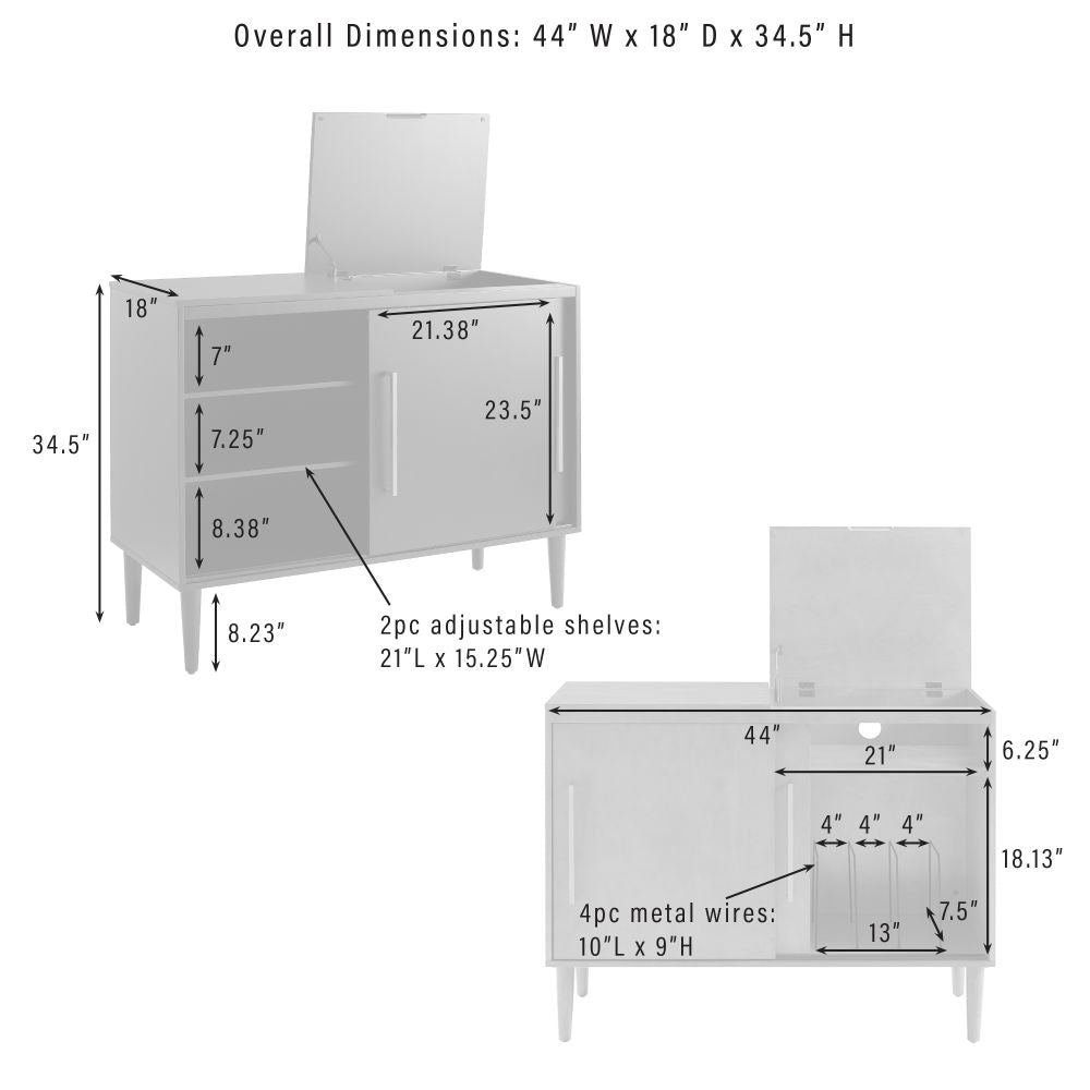 Everett Record Storage Media Console dimensions