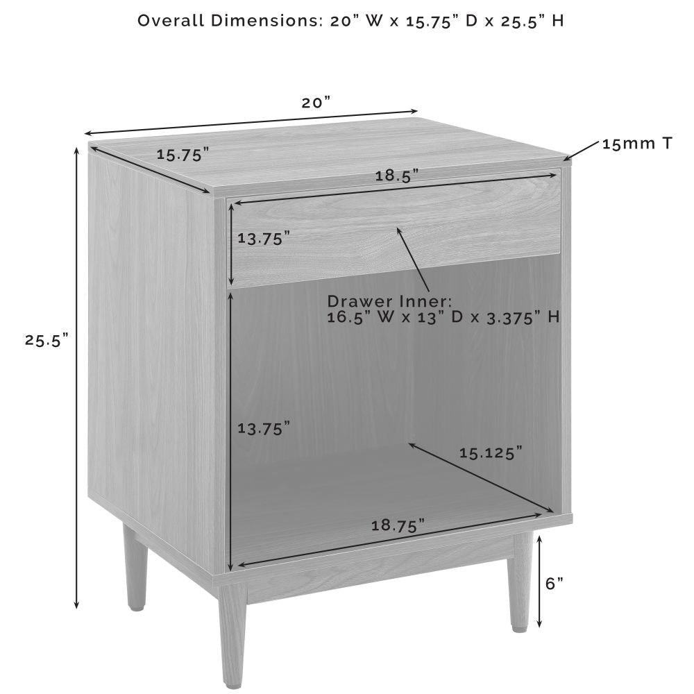 Liam Record Storage Side Table dimensions