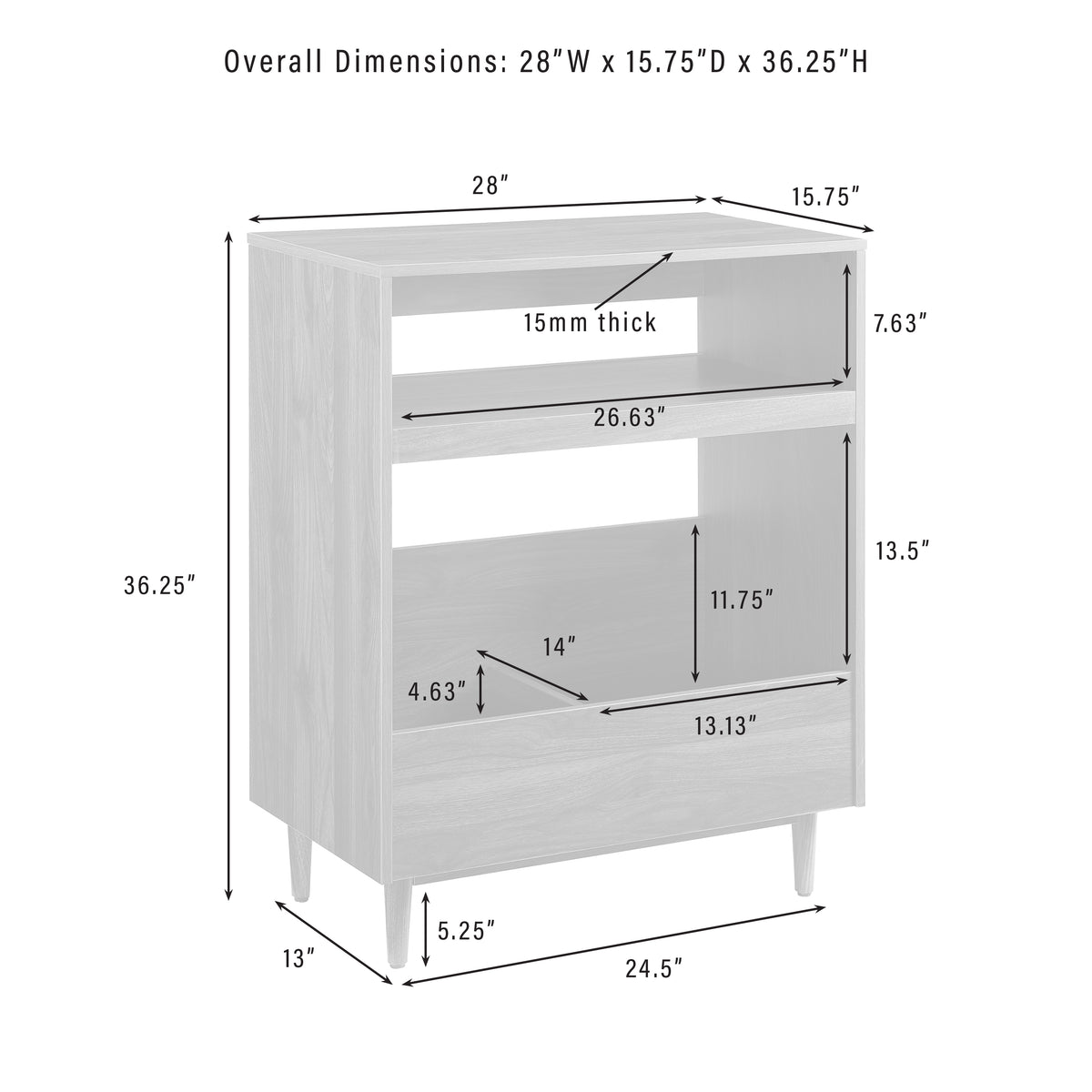 Liam Record Player Stand dimensions