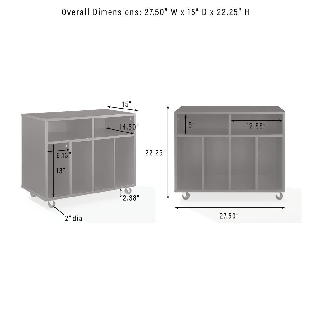 CARLO ROLLING RECORD STORAGE CONSOLE dimensions
