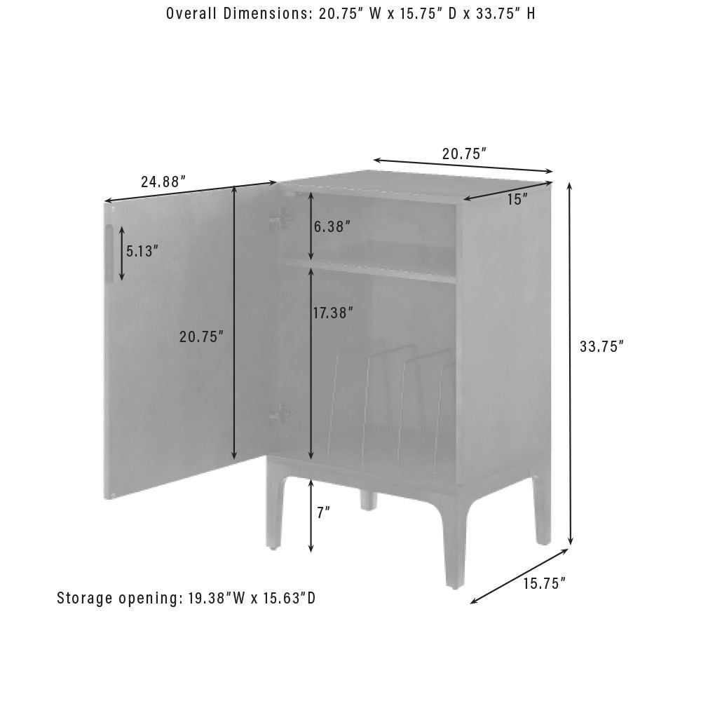 Asher Record Player Cabinet with Vinyl Storage dimensions