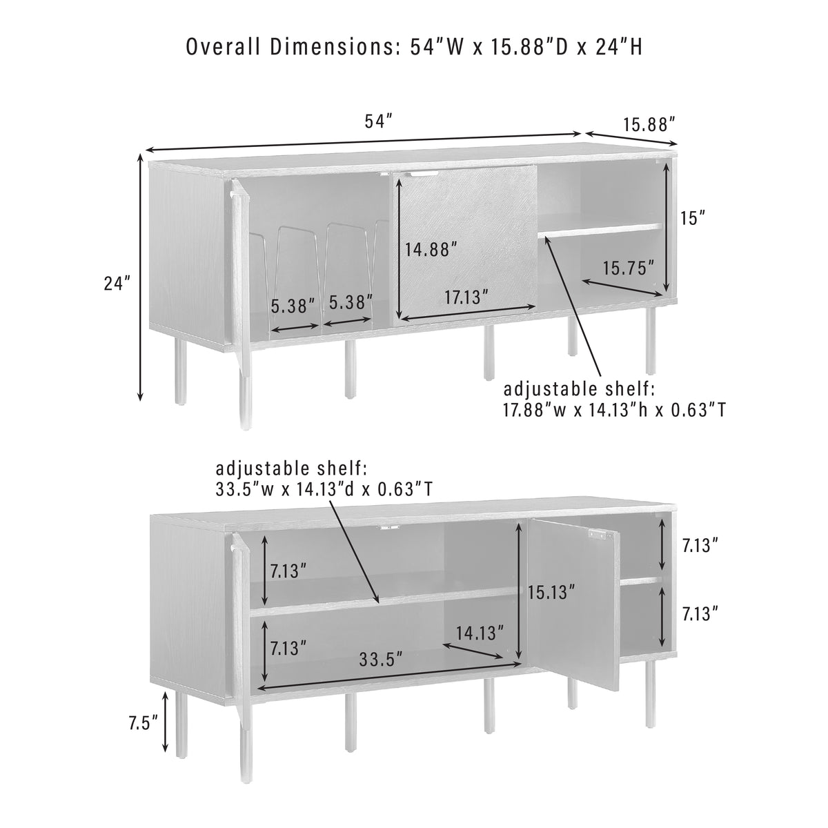 Brody Record Storage Sideboard dimensions