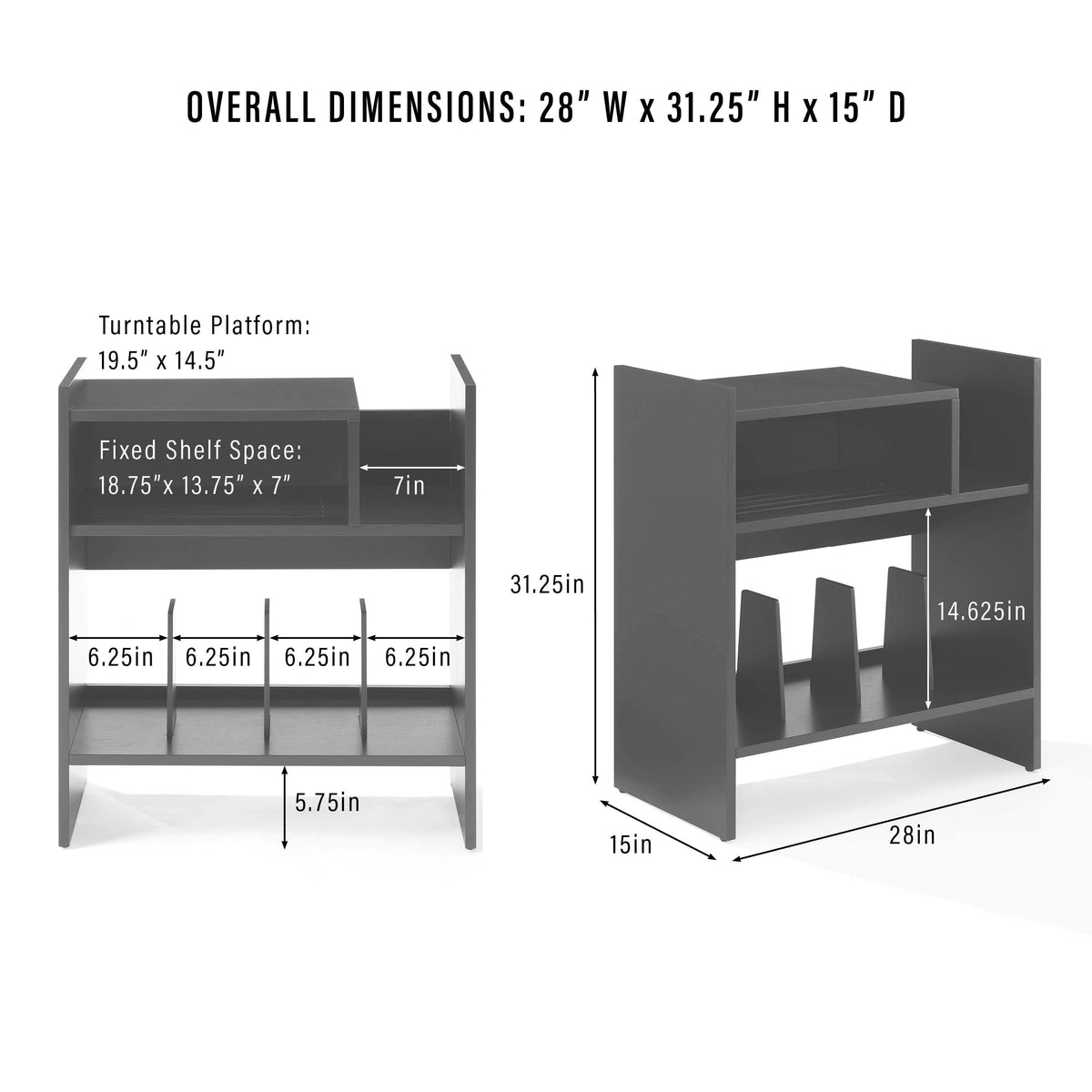 Portland Record Player Stand dimensions