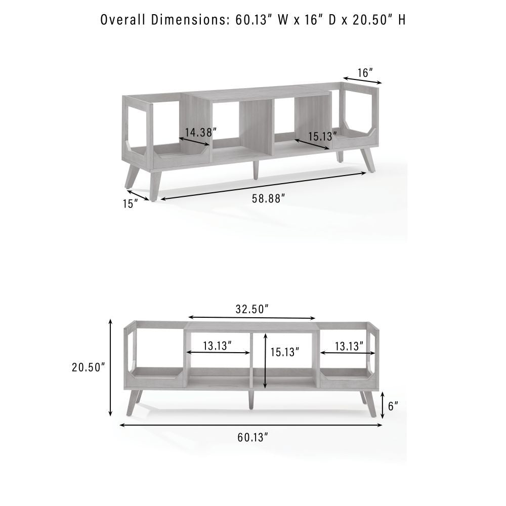 ASHEVILLE LOW RECORD PLAYER STAND WITH VINYL STORAGE dimensions