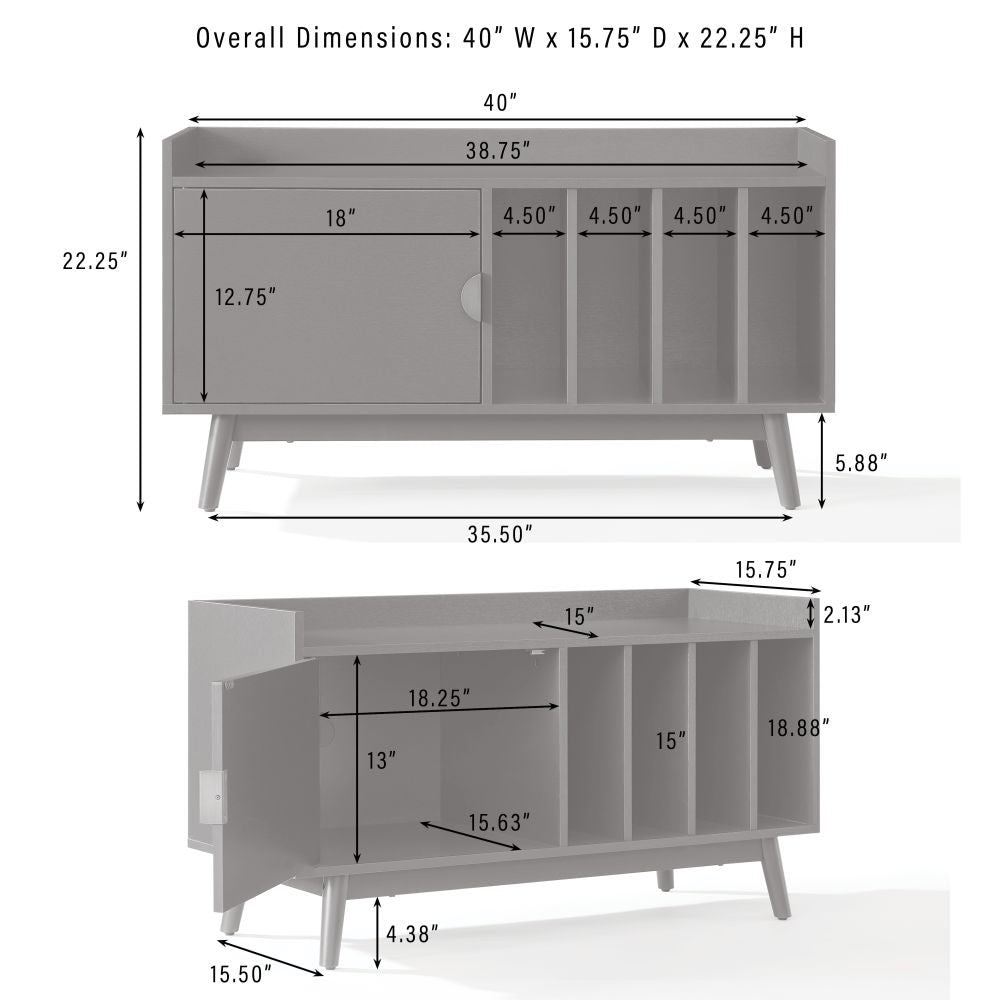 SKYLAR RECORD PLAYER CABINET WITH VINYL STORAGE dimensions