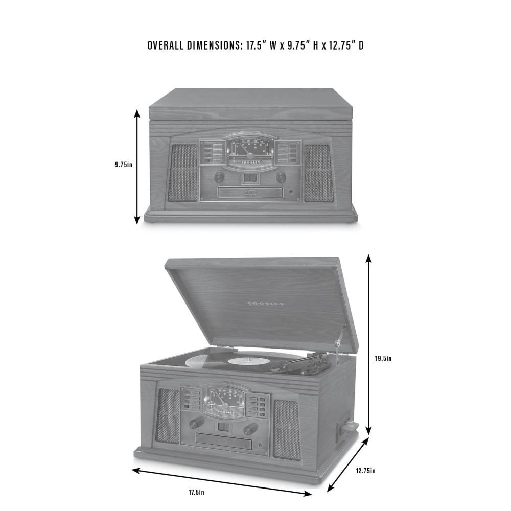Lancaster 8-in-1 Record Player dimensions