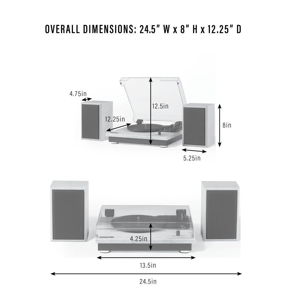 Brio Record Player With Speakers dimensions