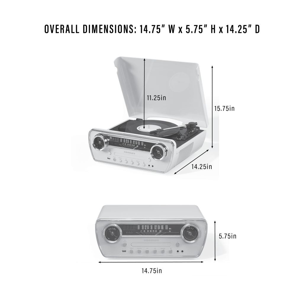 POWEL 7-IN-1 RECORD PLAYER dimensions