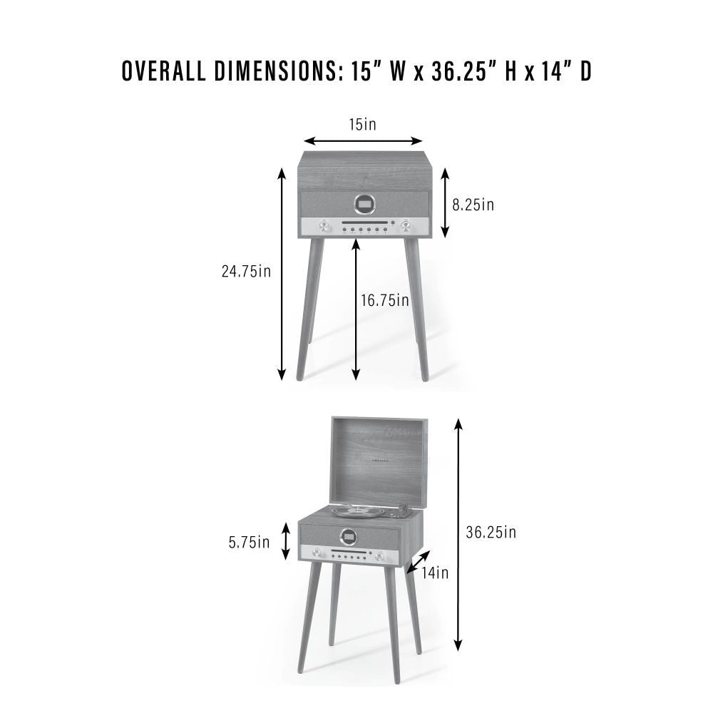 NASH 7-IN-1 RECORD PLAYER dimensions