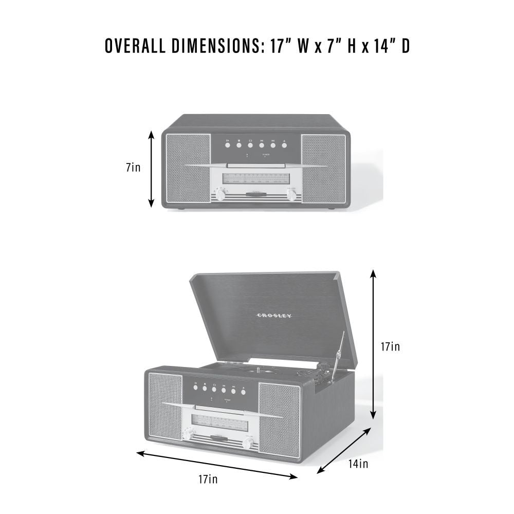 Rhapsody 7-in1 Record Player dimensions