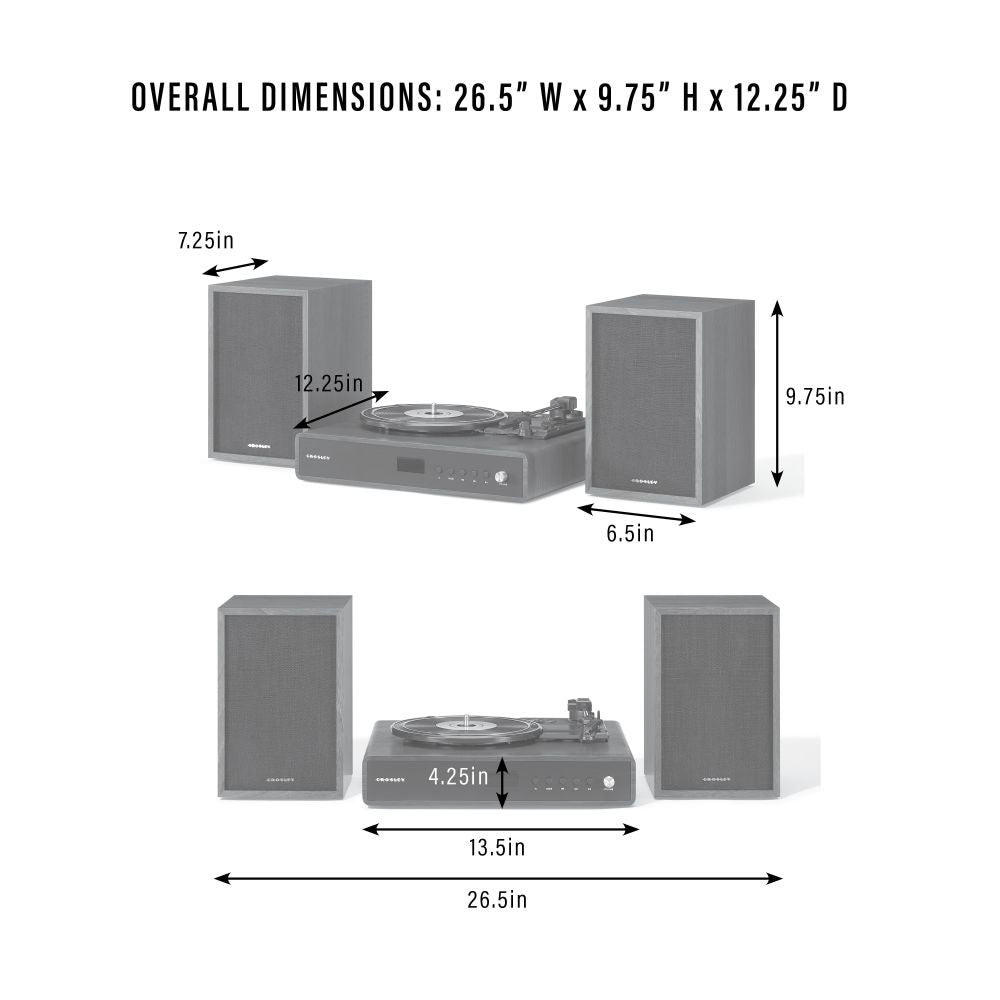 Alto Record Player With Speakers dimensions