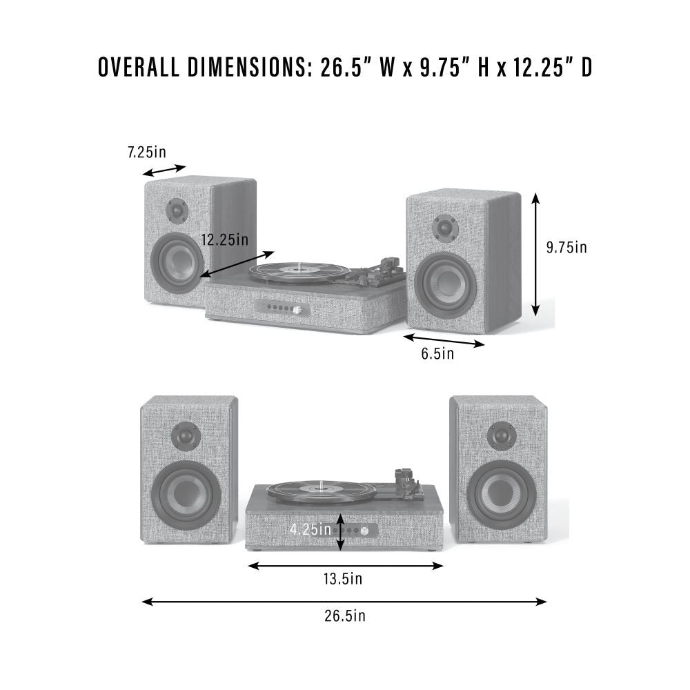 Aria Record Player With Speakers dimensions