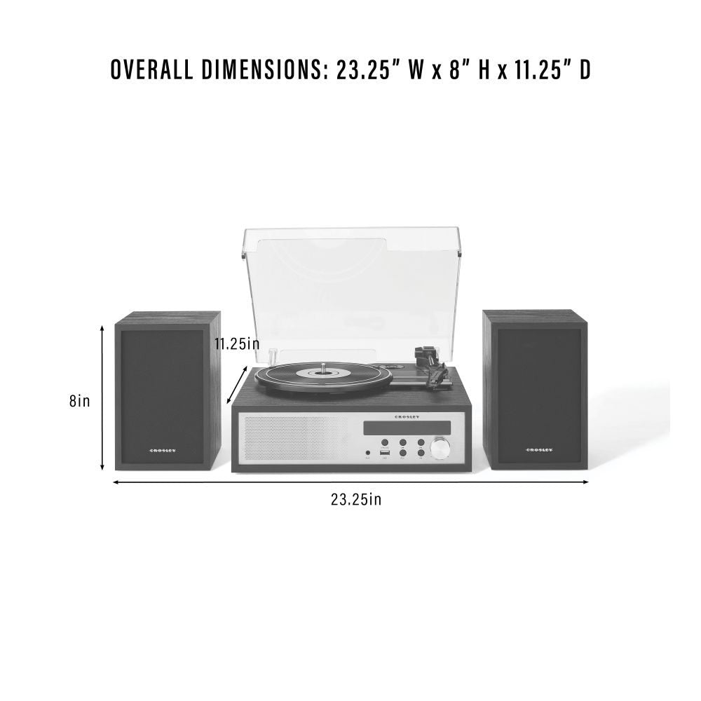 Sloane Record Player With Speakers dimensions