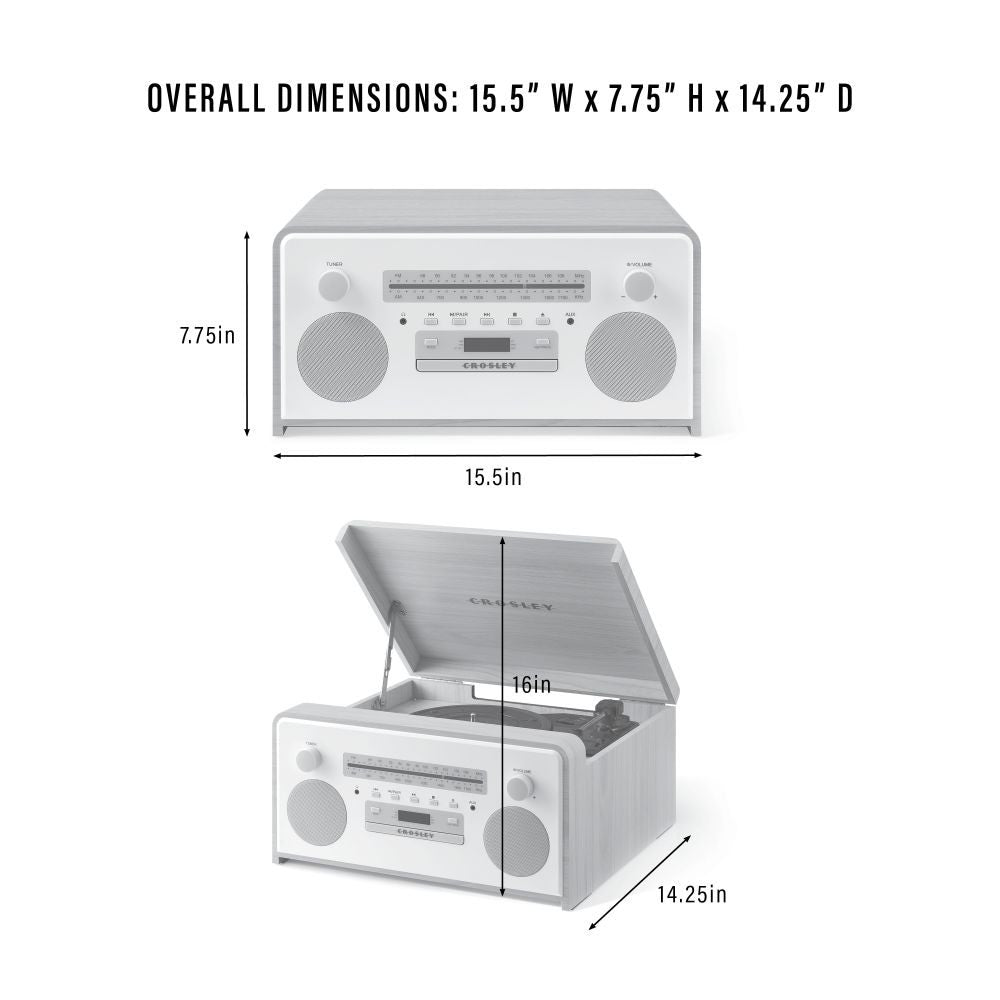 CARTER 7-IN-1 RECORD PLAYER dimensions