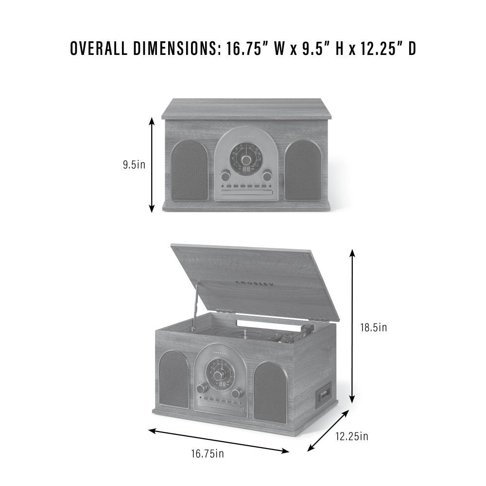 HAYES 8-IN-1 RECORD PLAYER dimensions