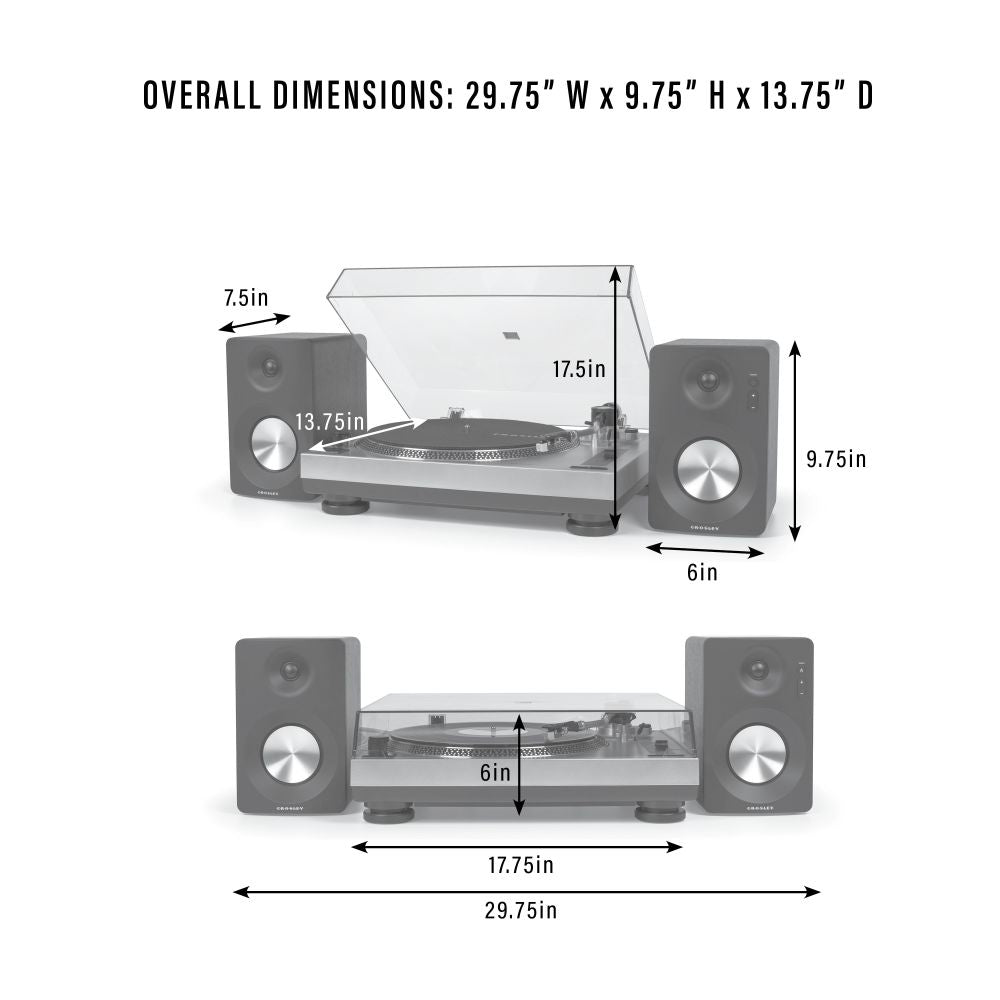 K100A RECORD PLAYER WITH S100 SPEAKERS dimensions
