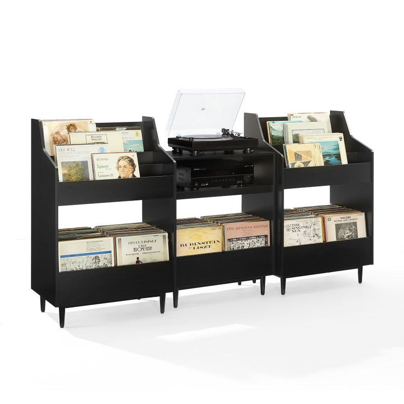 Liam 3pc Record Player Stand And Vinyl Storage Set - KF13124BK