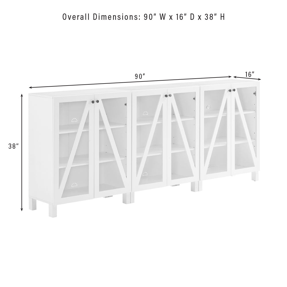 Cassai 3-piece Media Sideboard Cabinet Set dimensions