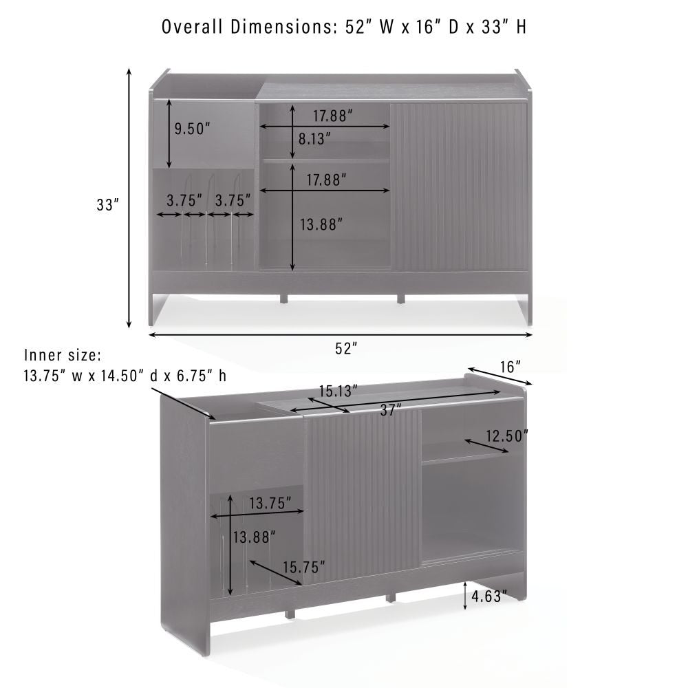 ARDEN RECORD PLAYER CABINET WITH VINYL STORAGE dimensions