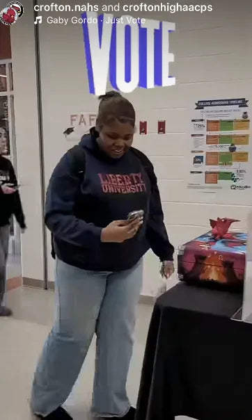 Crofton student casting a vote